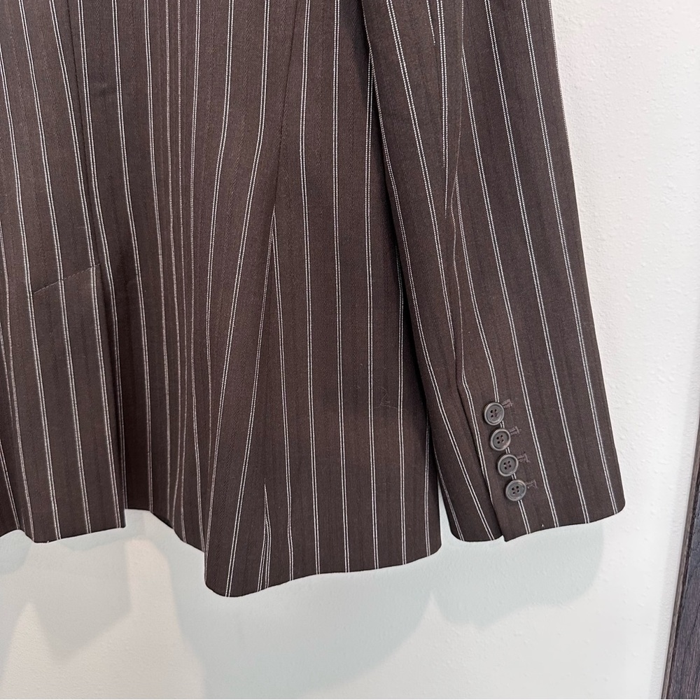 The Limited Pinstripe Brown/Cream Blazer Two Button Suit Jacket Office Business - Picture 6 of 14